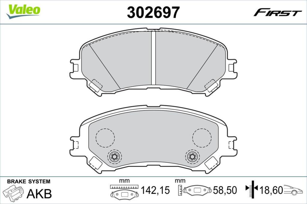 Jogo de 4 pastilhas de travão VALEO ref. 302697